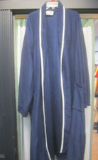 VTG KMART Velour Bath Robe Adult XL 46-48 Blue White Trim Full Length