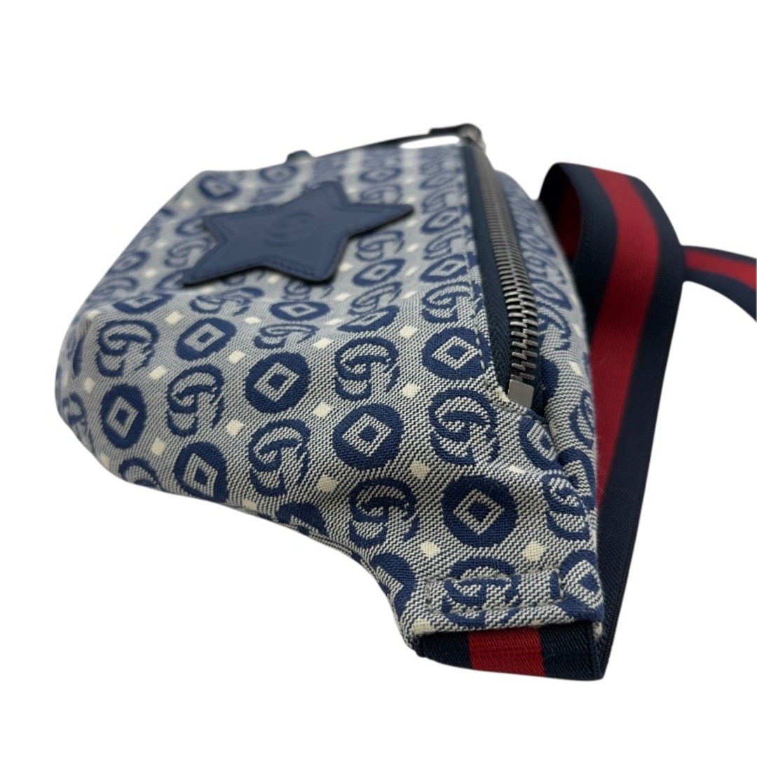 GUCCI Children Star Logo Waist Pouch Blue Canvas Used Women Bag thumbnail 4