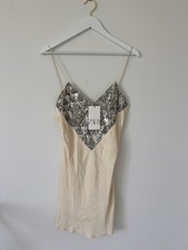 Zara Woman Satin Effect Mini Dress White Creme Size S New NWT