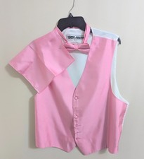 Men's Pink Formal Tuxedo Vest, Bowtie,  Hankie