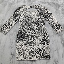 Forever 21 Dress Womens L Black White Animal Print Bodycon Back Bow Cutout Party