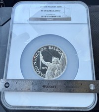 1979FM PANAMA SILVER 20 BALBOAS VASCO NUNEZ NGC PF 69 ULTRA CAMEO HIGH GRADE