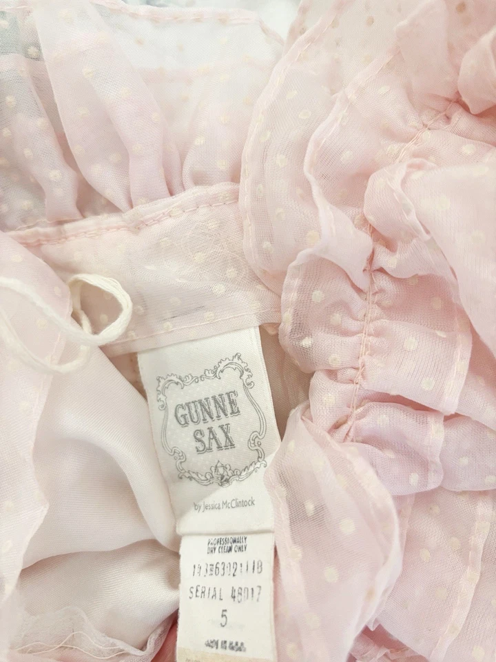 Maxi Vestido Vintage Años 80 Jessica McClintock Gunne Sax Mujer Rosa Punto Suizo Talla 5 Foto 4 de 4