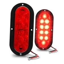 TRUE MODS 2pc 6 inch Oval LED Trailer Tail Light Kit [DOT FMVSS 108] 2 Pack Red