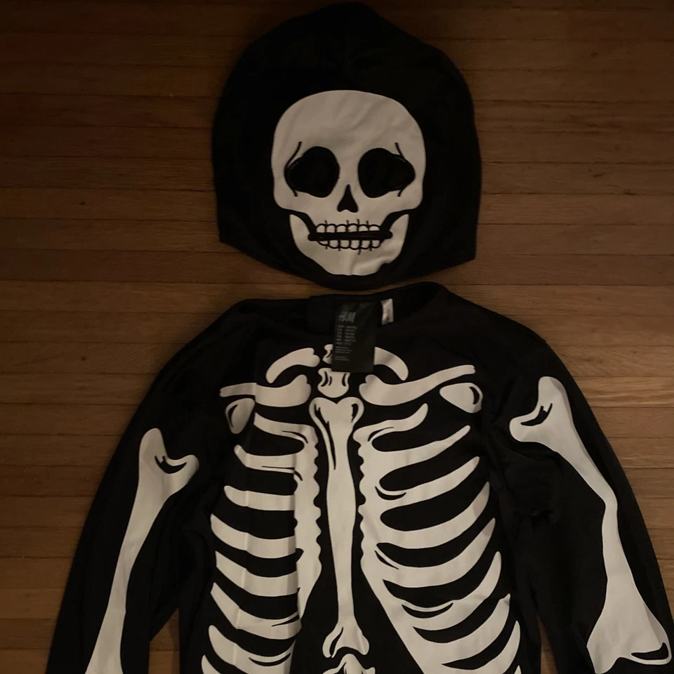 Disfraz Esqueleto Halloween Conjunto Pijama Cuerpo Completo Juvenil Por H&M Talla 10-12Y Foto 2 de 4