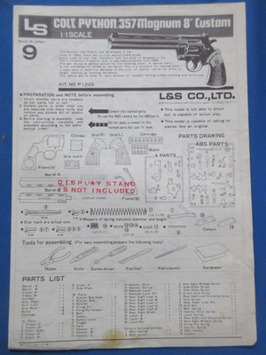 LS Model Instruction Sheet - Colt Python .357 Magnum Custom