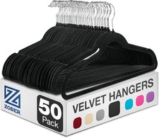 Black Velvet Hangers 50 Pack - Clothes Hangers, Coat Hanger for Pants Dress Cl