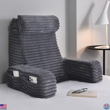 ENITYA XL Dark Grey Reading Pillow - Ultimate Back Support for Bed, TV, Gaming