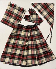 Vintage 4-pcs tartan wool Kilt Set by Kinloch Anderson Made in Scotland Size XS