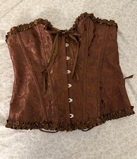 Brown Brocade Lace-Up Corset Top Size Large Steampunk Renaissance Bustier