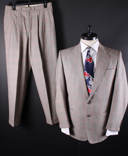 Vintage 1950s Rockabilly Wool Shadow Plaid 2 Button Mens Suit Size 40