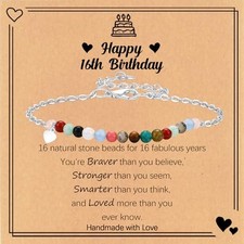 Birthday Gift for 9-16 Year Old, Small Natural Stone Beaded Bracelet Adjustab...