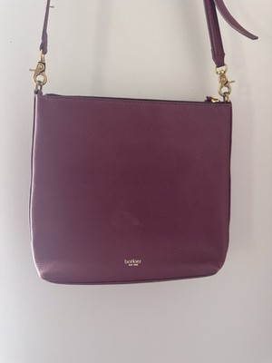 Botkier New York Genuine Leather Crossbody Bag Magenta Purple Gold Hardware
