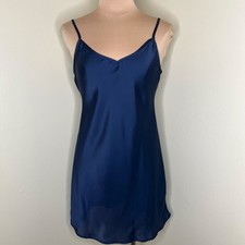 Trina Turk Slip Nighty Dress 8 Womens Navy Blue Chemise V-Neck Intimates Mini