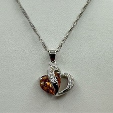 New Silver Plated Crystal Heart Pendant Necklace