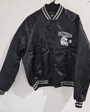 Vintage 1980s Los Angeles Raiders NFL Black Satin Jacket. Size XL.