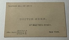 1920s Medical Doctor Kerr New York Vtg Business Card W 50th Street
