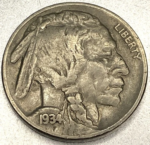 1934-P Buffalo 🦬 Indian Head Nickel 5c Vf Very Fine ST852