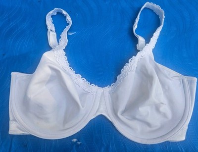 Bali Women Bra 36DD White Unlined Underwired Lace Strap Adjustable