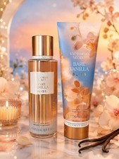 Victoria's Secret BARE VANILLA BLISS Fragrance Lotion Fragrance Mist set LQQK