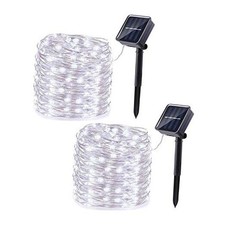 Solar String Lights Outdoor - 2 Pack Total 66ft 200LED Solar Copper wire White