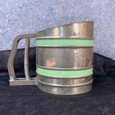 Vtg Savory Sift-Chine Sifter Green Stripe Farmhouse Rustic Country Kitchen Decor