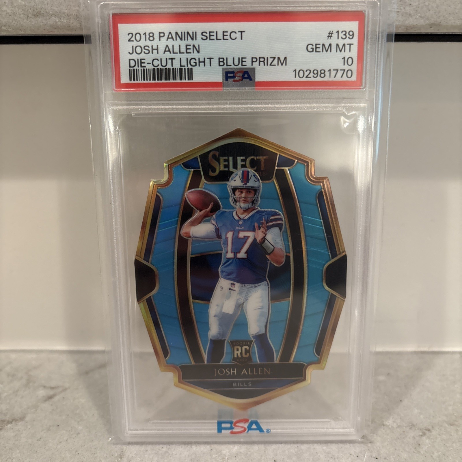2018 Panini Select Josh Allen RC Die Cut Light Blue Prizm Rookie /99 PSA 10 💎