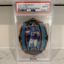 2018 Panini Select Josh Allen RC Die Cut Light Blue Prizm Rookie /99 PSA 10 💎