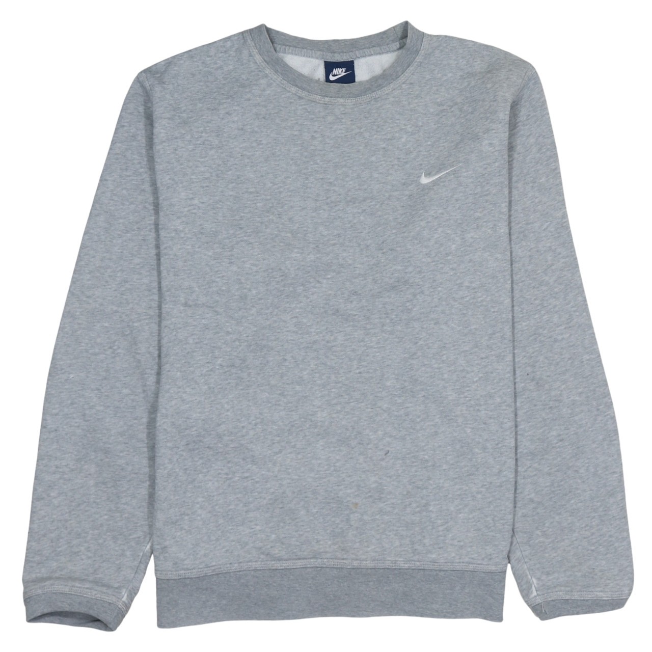 Nike Mens Sweatshirt Grey Fleece Crew Neck Embroidered Swoosh Logo Pullover XL