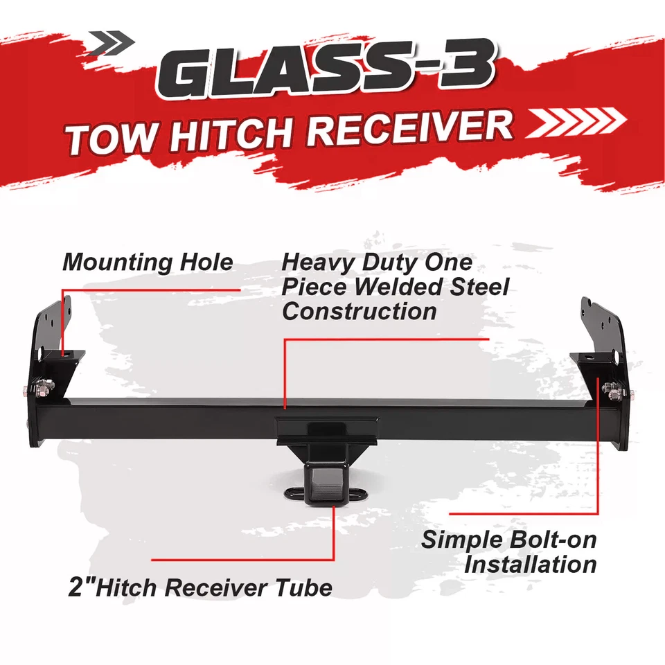Class 3 Trailer Rear Bumper Tow Hitch Receiver 2" For Toyota Tacoma 95-04 Black Foto 3 de 4
