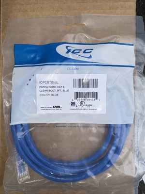 Icc ICPCST05BL Patch Cord Cat 6 Clear Boot Blue 5ft.