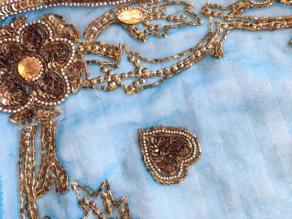 Bufanda Georgette Dupatta vintage india bordada estola larga para mujer LD7235 Foto 4 de 4