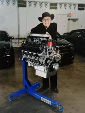 Carroll Shelby with V8 Engine Block Metal Sign