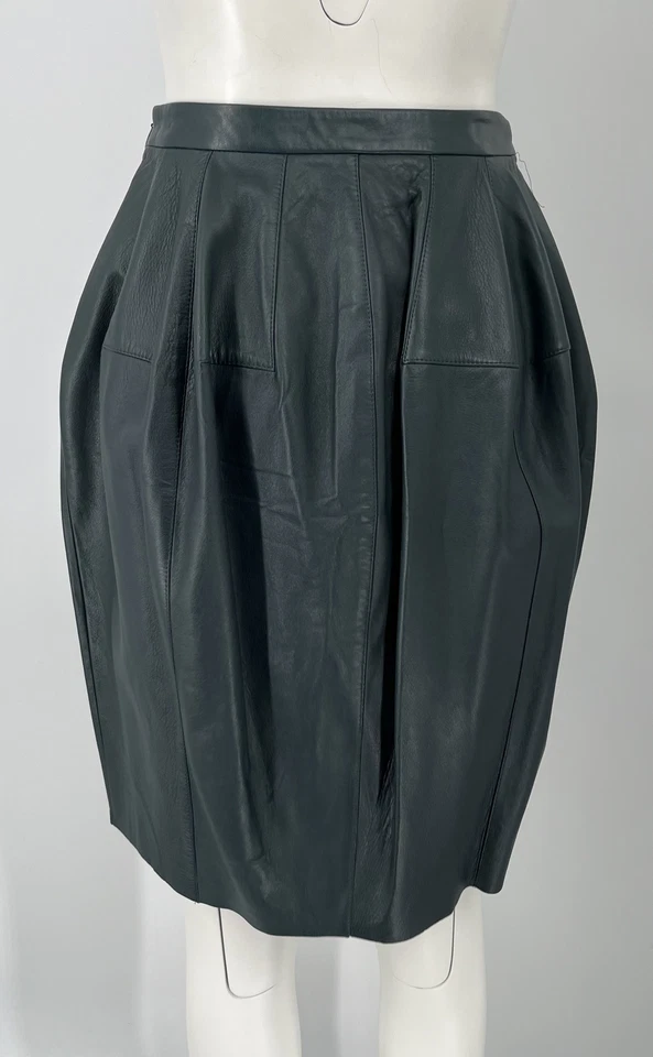 Falda Derek Lam Pre-Otoño 2014 ETIQUETAS FALTANTES Cuero Azul/Verde Hasta la Rodilla talla S Foto 3 de 4