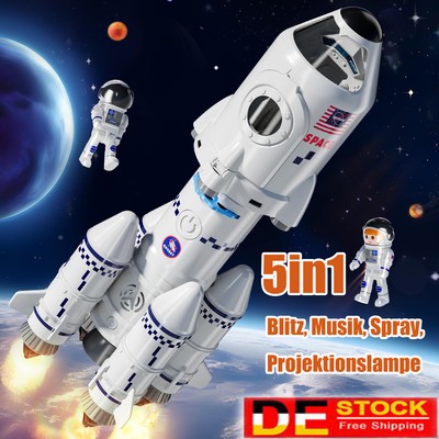 Kinder Space Shuttle Rakete mit2Astronauten,Blitz, Musik, Spray,Projektionslampe