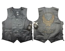 Lederweste Herren Bikerweste Rindsleder Biker Adler geprägt Biker USA Rocker V2