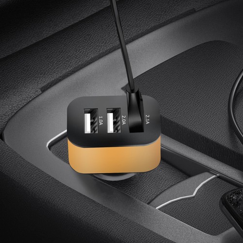 Car Charger Cup Holder Power Innverter with Triple USB Charging Ports 2.1A for - 第 3/12 張圖片