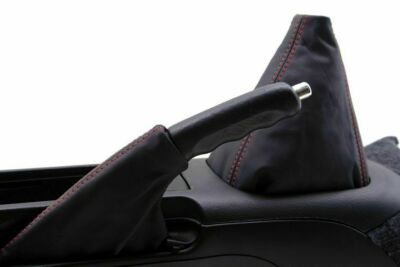 Fits 97-01 Honda Prelude Vinyl Manual & E Brake Shift Boot Set Black, Red Stitch