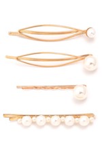 4 Piece Gold Pearl Hairpin Set Bobby Pin Barrette USA Seller Fast Ship New/SDS