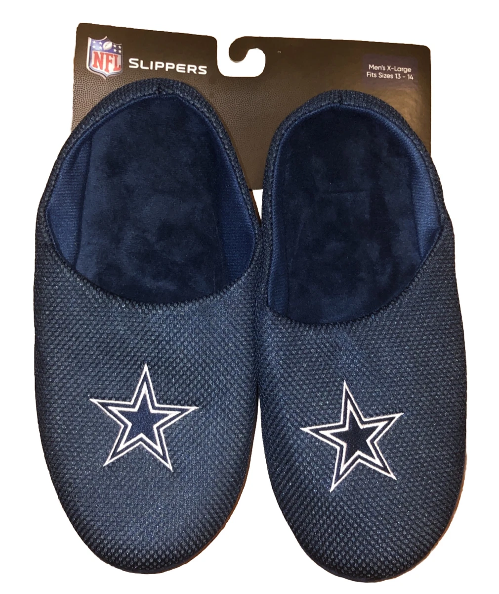 Dallas Cowboys Embroidered Slip On House Slippers Plush Lined Men s XLarge 13 14