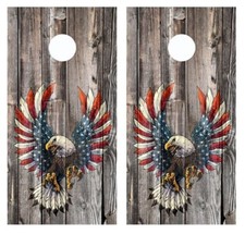 American Flag Eagle Cornhole Board Wrap LAMINATED Decal Vinyl Sticker 2828