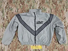 🇺🇸US Army IPFU PT Physical Fitness Gray Full-Zip Windbreaker Jacket SMALL SHOR