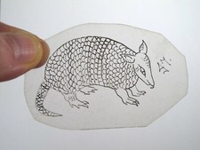 vtg 1960s Tattoo Flash acetate stencil Texas Armadillo signed TX