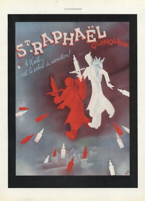Aperitif St. Raphael XL Reklame Frankreich 1938 Wermuth Ober Bedienung Paris