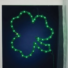 St Patrick's Day Lighted Green Shamrock Hanging Window Silhouette Decoration