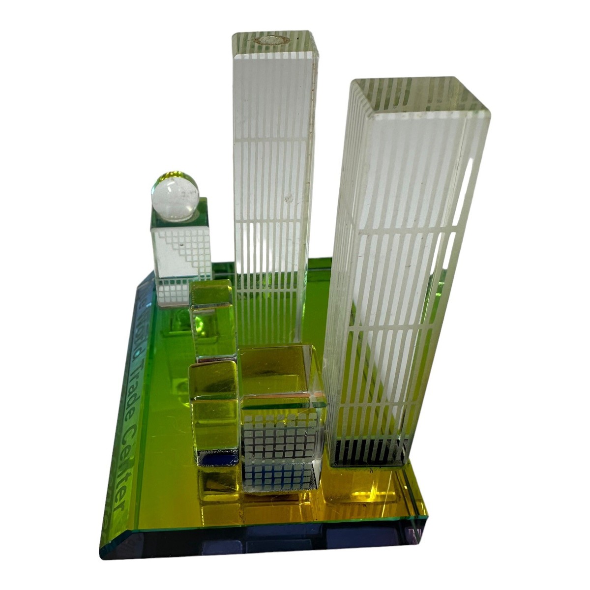 米国クリスタルワールド社 ワールドトレードセンター 置物 オブジェ インテリア World Trade Center Twin Towers Prism Crystal Glass Sculpture 9/11