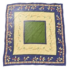 Vintage Liz Claiborne Square Silk Scarf Winter Holiday Holly Mistletoe Christmas