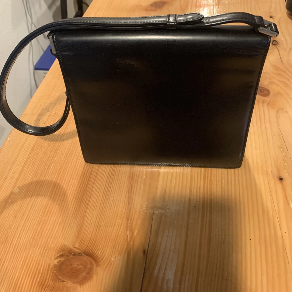 RARE Style A TESTONI Black Leather Vintage Shoulder Bag Cross Body See Desc - Image 4 of 4