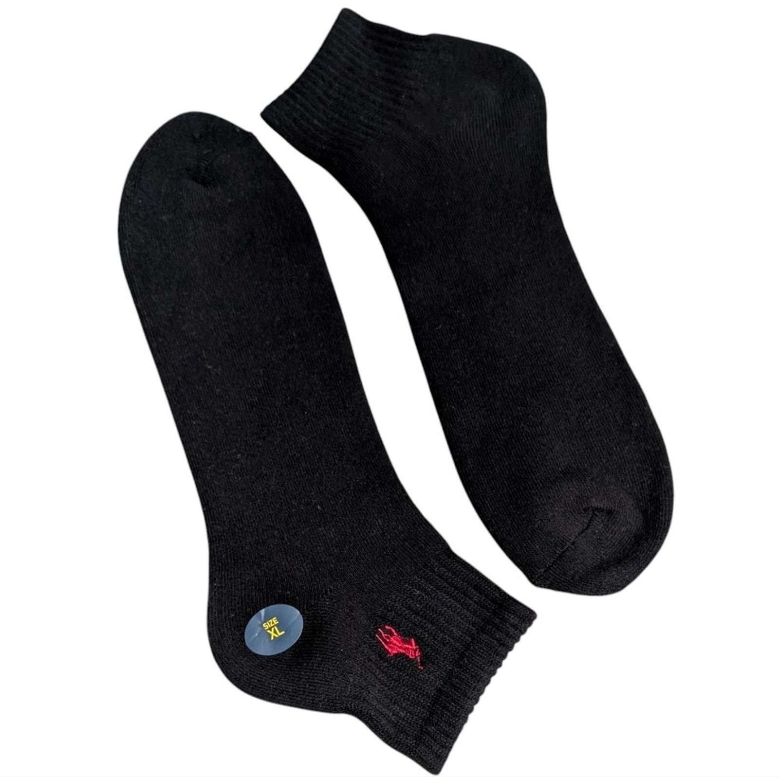 Calze Polo Ralph Lauren uomo XL nere rosse pony corte nuove senza etichette