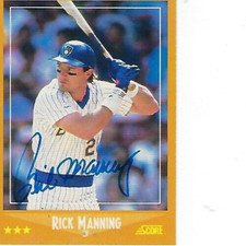 RICK MANNING SIGNED 1988 SCORE #593 - MILWAUKEE BREWERS